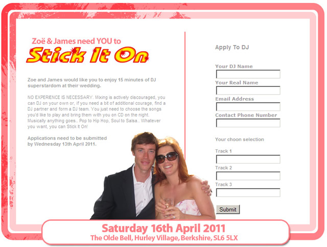 Stick It On: sample invitation